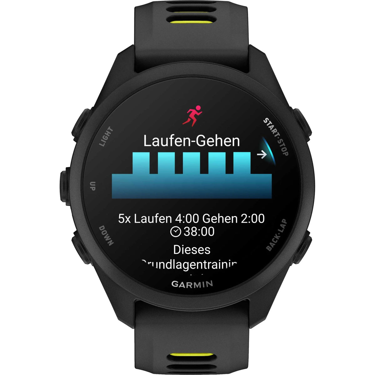 Garmin Forerunner 170 Music Schwarz – GPS-Laufuhr mit Musik, AMOLED-Display & 20 mm Quick Release Amp Yellow