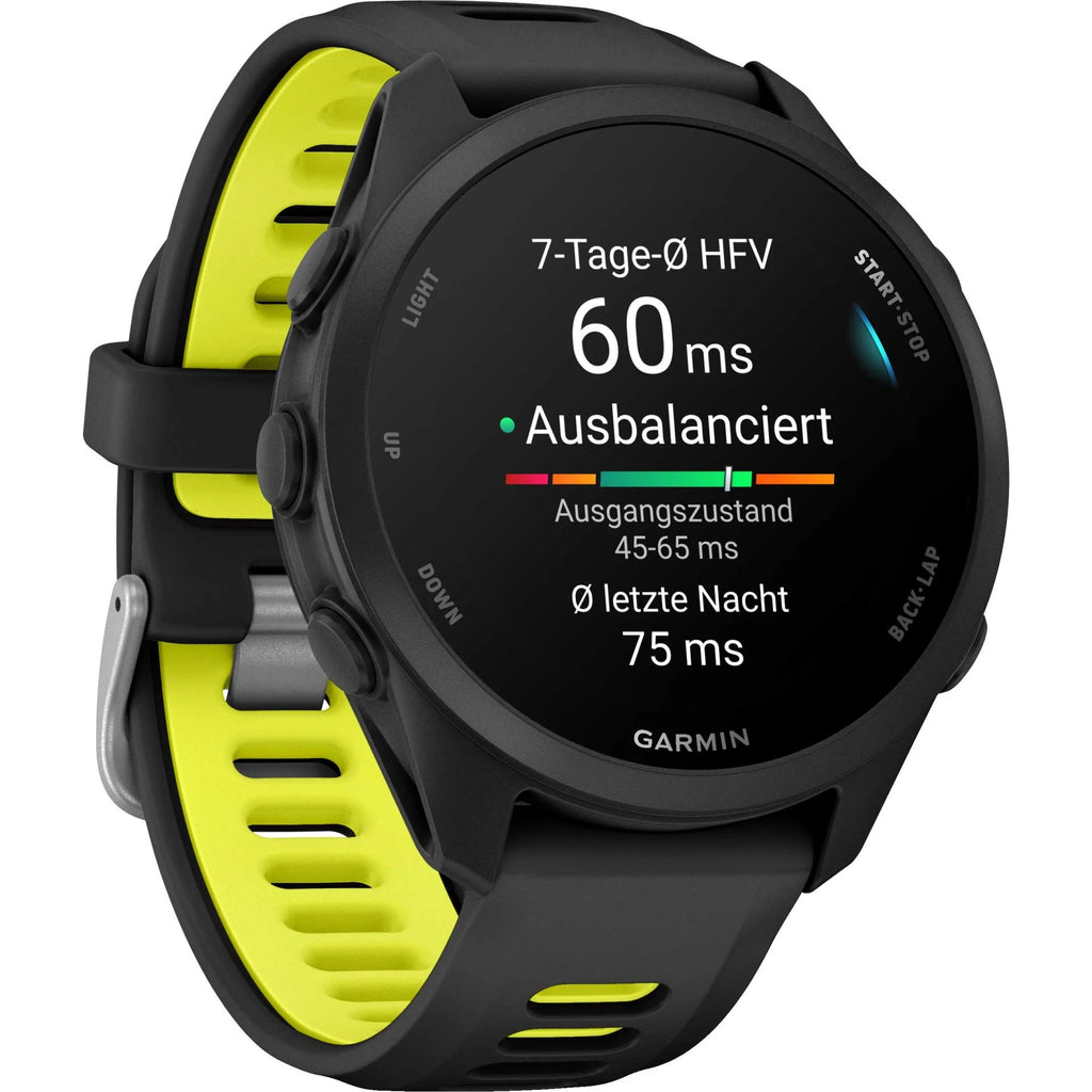 Garmin Forerunner 170 Music Schwarz – GPS-Laufuhr mit Musik, AMOLED-Display & 20 mm Quick Release Amp Yellow
