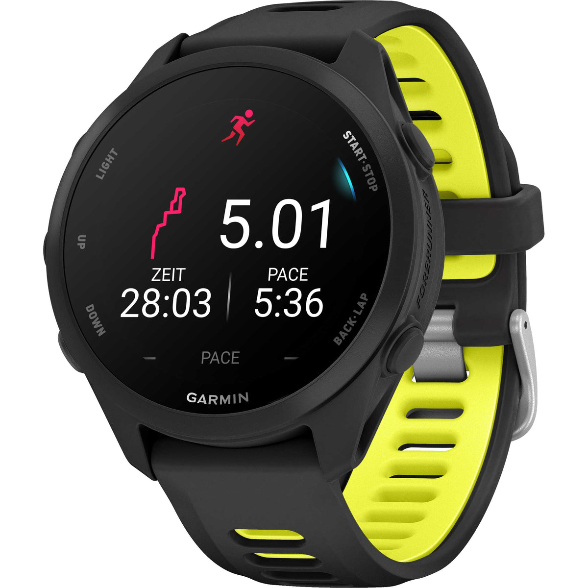 Garmin Forerunner 170 Music Schwarz – GPS-Laufuhr mit Musik, AMOLED-Display & 20 mm  Quick Release Amp Yellow